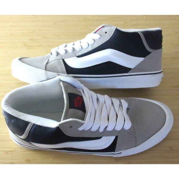 Vans Men's Knu Skool Mid Varsity Grey Drizzle Blue White Skate Shoes size 12 NIB - Picture 2 of 7